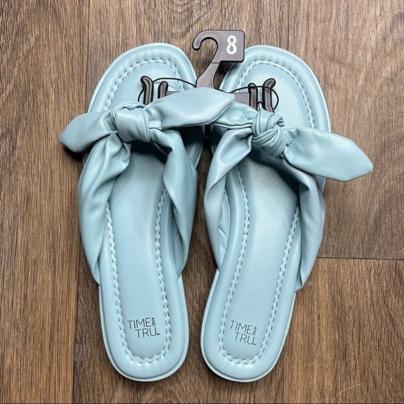 Blue Summer Tie Vegan Sandals - Picture 2 of 6